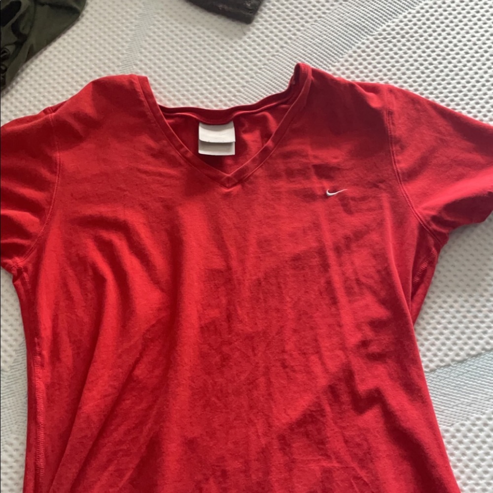 Fire red V neck Nike t shirt